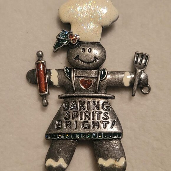 Vintage Tanya Creations "Baking Spirits Bright" Gingerbread Chef Pin/Brooch - Picture 2 of 4